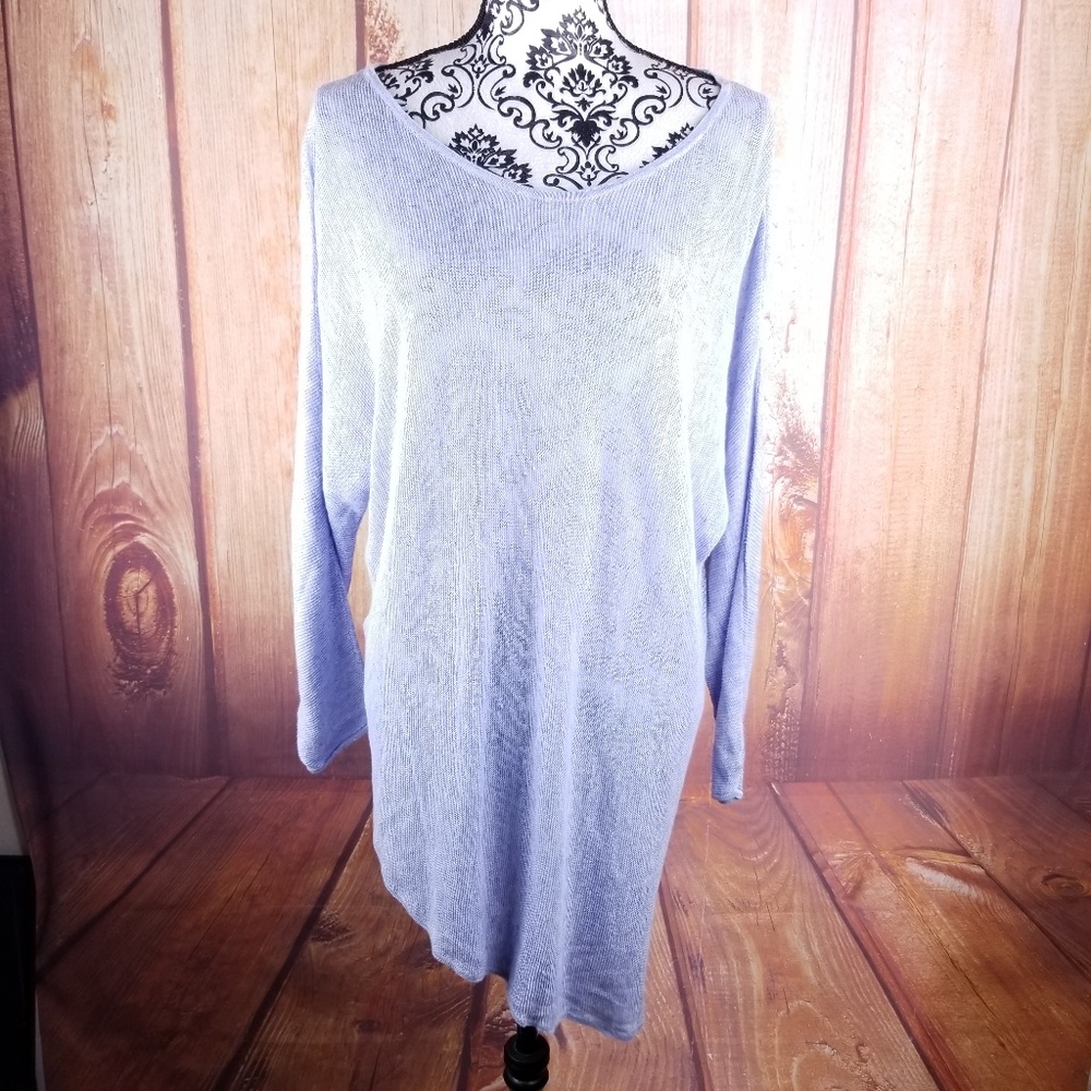 Eileen Fisher Blue 100% Lin Asymmetric Hem Tunic